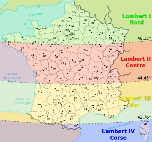 Projection Lambert 4 Zones