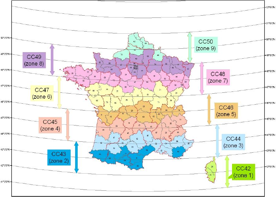Lambert Conique Conforme 9 zones